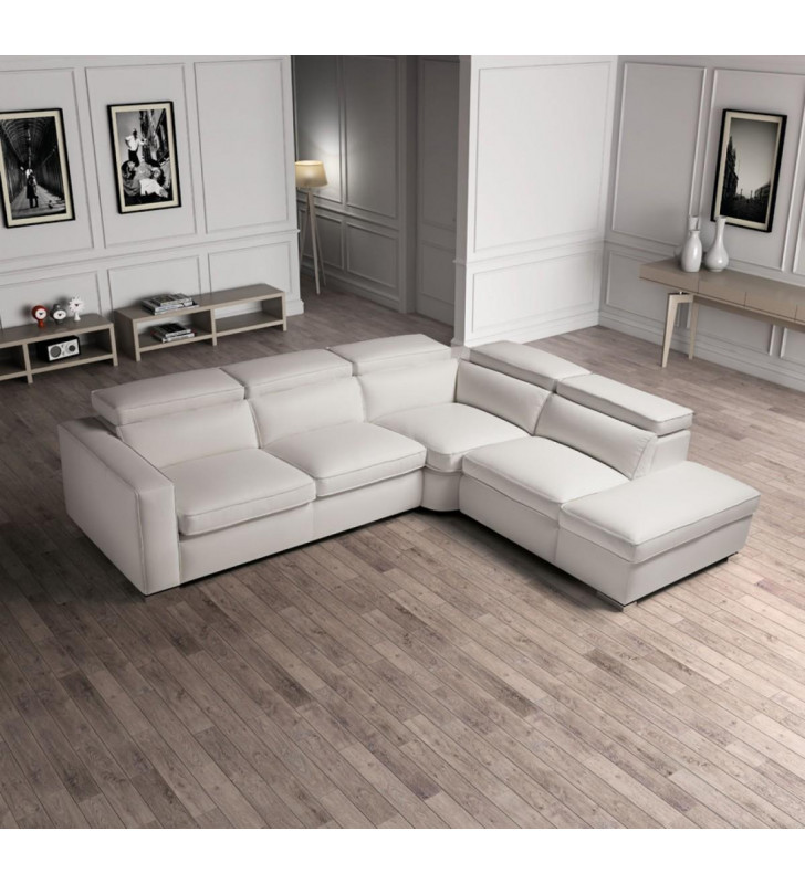 VIG Estro Salotti Vertigo White Genuine Leather Sectional Sofa w/Storage Right 