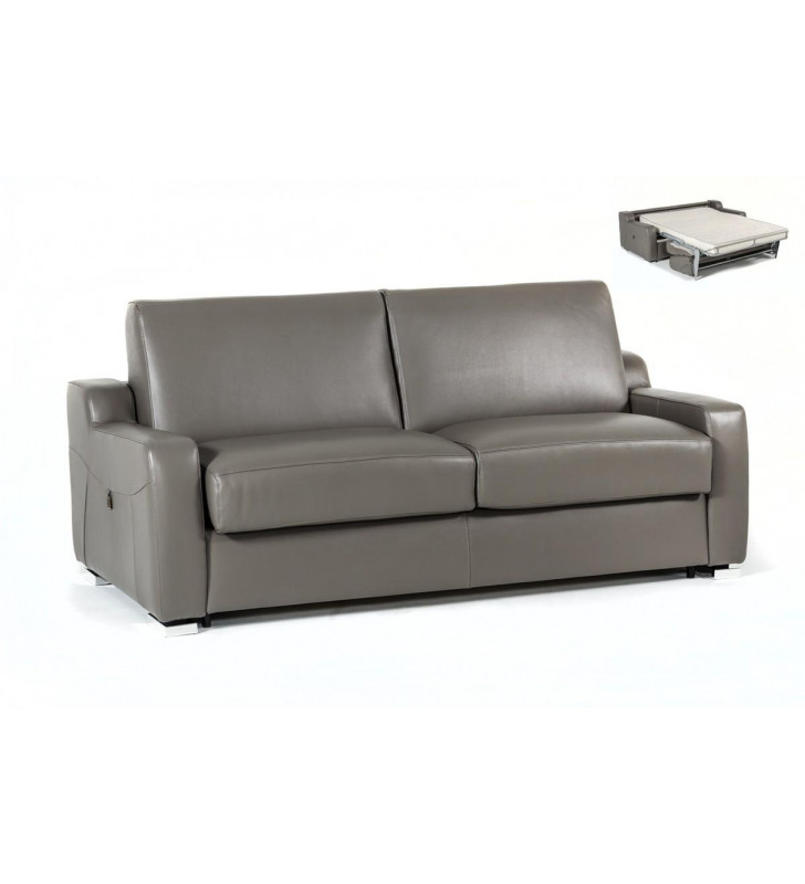 VIG Estro Salotti Dalia Modern Grey Full Genuine Leather Sofa Bed Contemporary