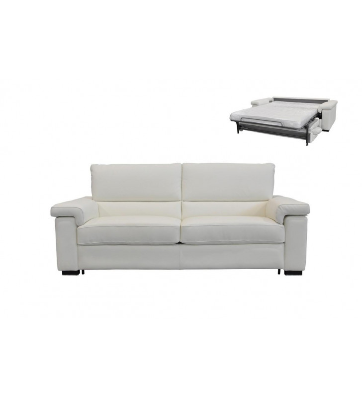 White Full Italian Leather Large Sofa Bed VIG Estro Salotti Spock Modern 