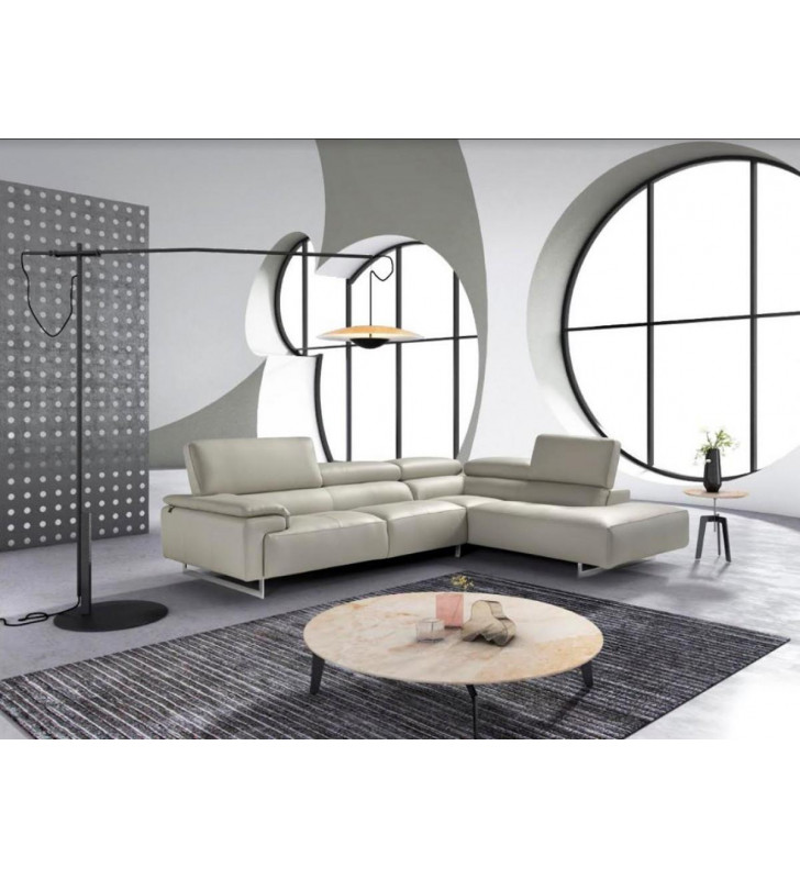VIG Estro Salotti Wish Modern Grey Genuine Leather Sectional Sofa Contemporary 