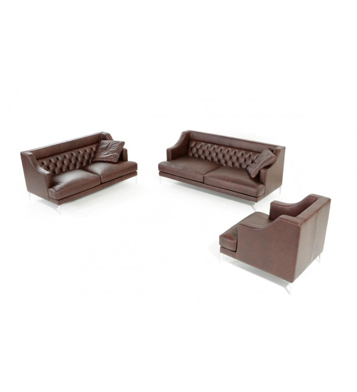 VIG Estro Salotti Ulysses Brown Italian Leather Sofa Set 3Pcs SPECIAL ORDER