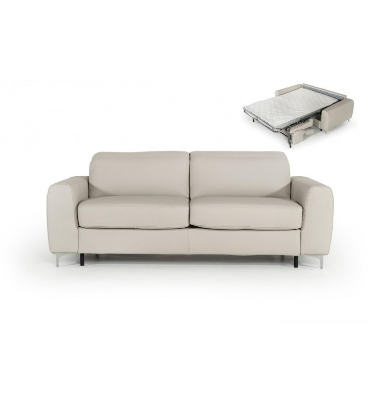 Italian Genuine Light Grey Leather Sofa Bed VIG Estro Salotti Tourquois Modern 