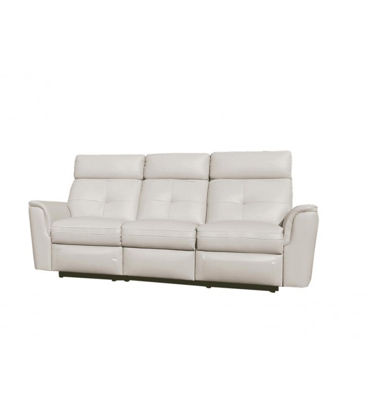 White Italian Leather Manual Recliner Sofa Contemporary ESF 8501