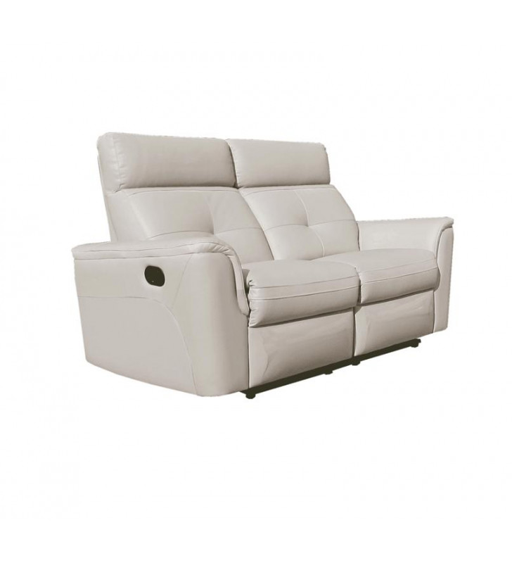 White Italian Leather Manual Recliner Loveseat Contemporary ESF 8501