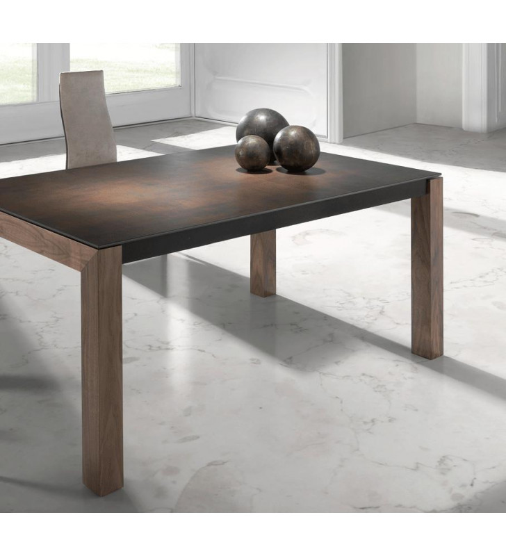 ESF Iron Modern Ceramic Top Dining Table w/ 2 Extensions Made in Spain