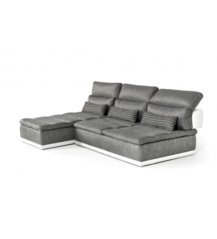 Grey Fabric & Italian White Leather Sectional Configurable Sofa David Ferrari Panorama 