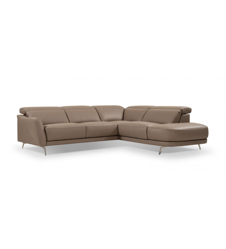 Contemporary Grey Italian Premium Leather Sectional Right Hand Chase J&M I730