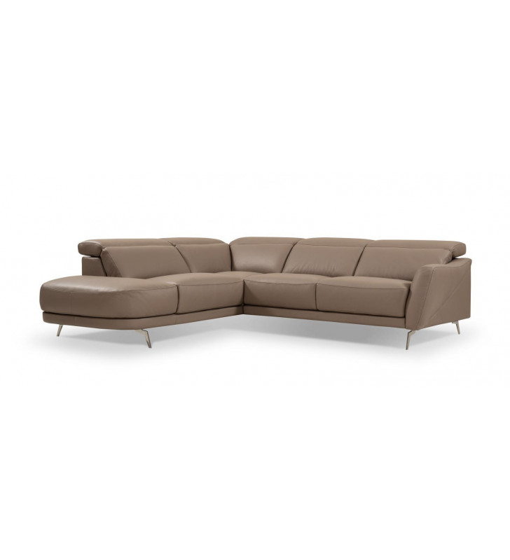 Contemporary Grey Italian Premium Leather Sectional Left Hand Chase J&M I730