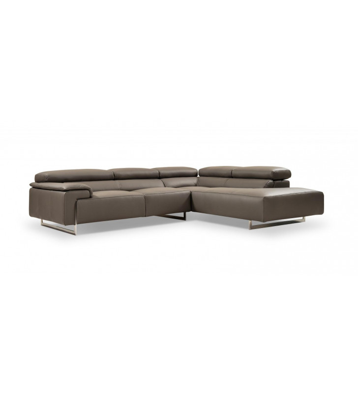 Contemporary Grey Italian Premium Leather Sectional Right Hand Chase J&M I794