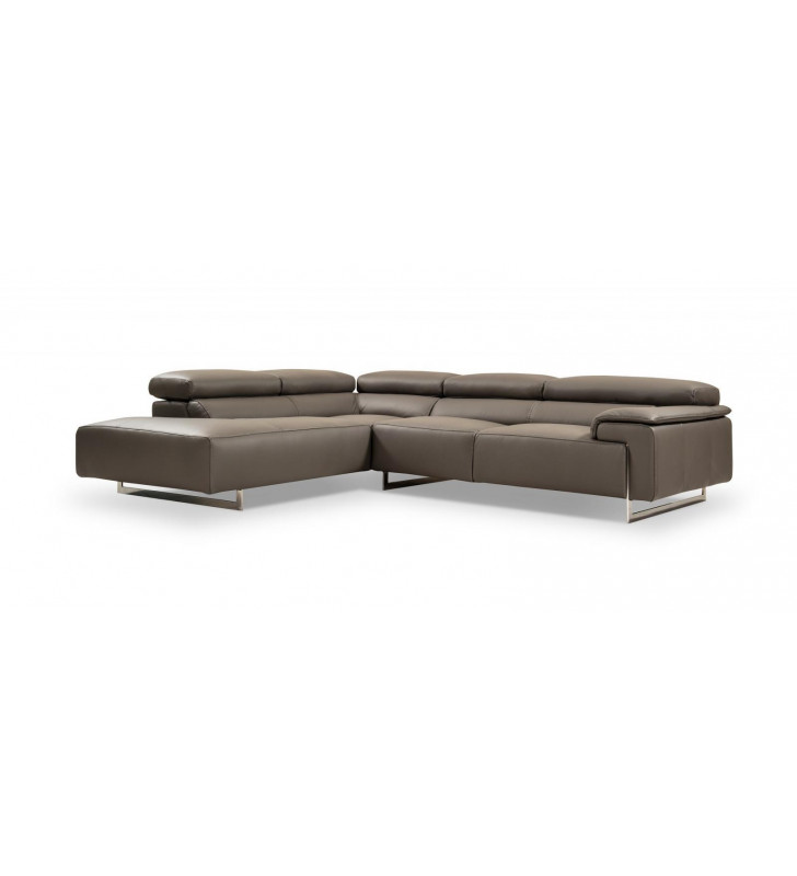 Contemporary Grey Italian Premium Leather Sectional Left Hand Chase J&M I794
