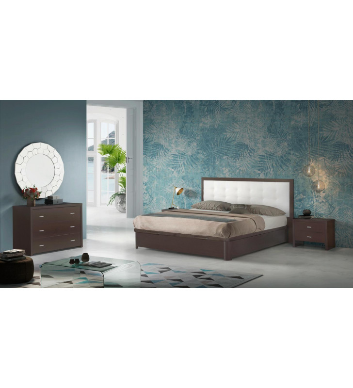 Queen Storage Bedroom Set 4 Regina Wenge Contemporary Made in Spain ESF Dupen