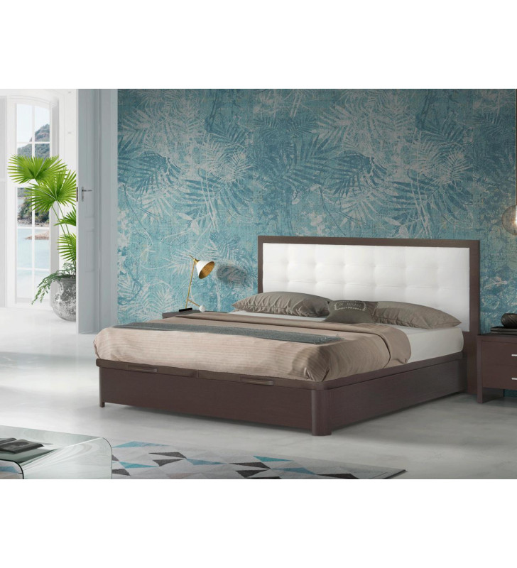 Queen Storage Bed Regina Wenge Contemporary Made in Spain ESF Dupen