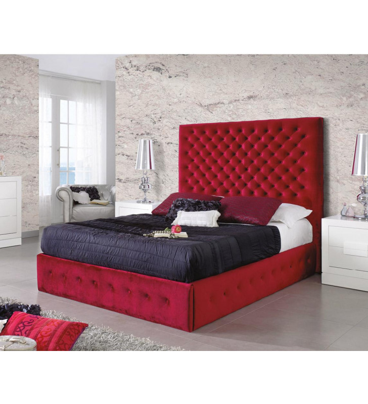 King Storage Bed Leonor Burgundy Contemporary Made in Spain ESF Dupen
