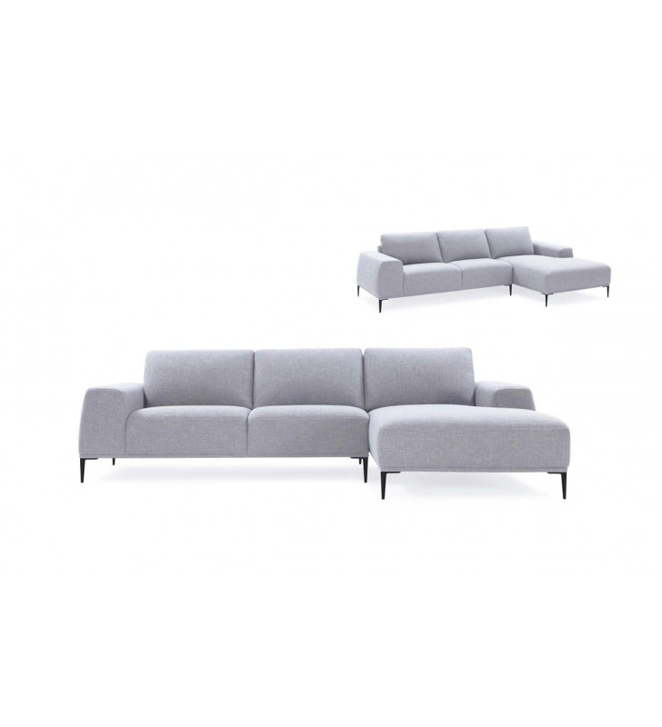 Grey Fabric Sectional Sofa w/ Right Facing Chaise VIG Divani Casa Arthur Modern