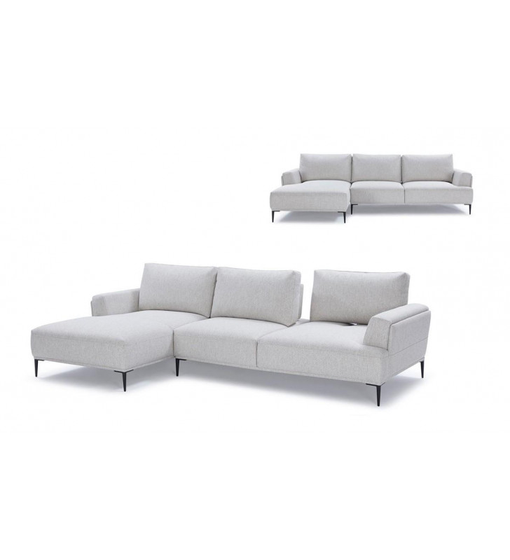 Grey Fabric Sectional Sofa w/ Left Facing Chaise VIG Divani Casa Hero Modern 
