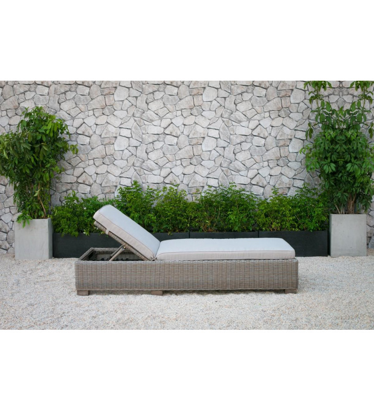 Outdoor Brown Poly Rattan Wicker Sunbed Modern VIG Renava Knox 