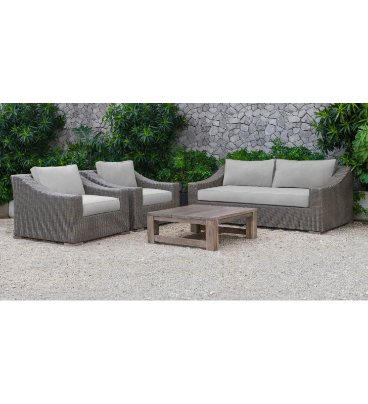 Outdoor Beige Wicker Conversation Sofa Set 4Pcs Modern Vig Renava Palisades 