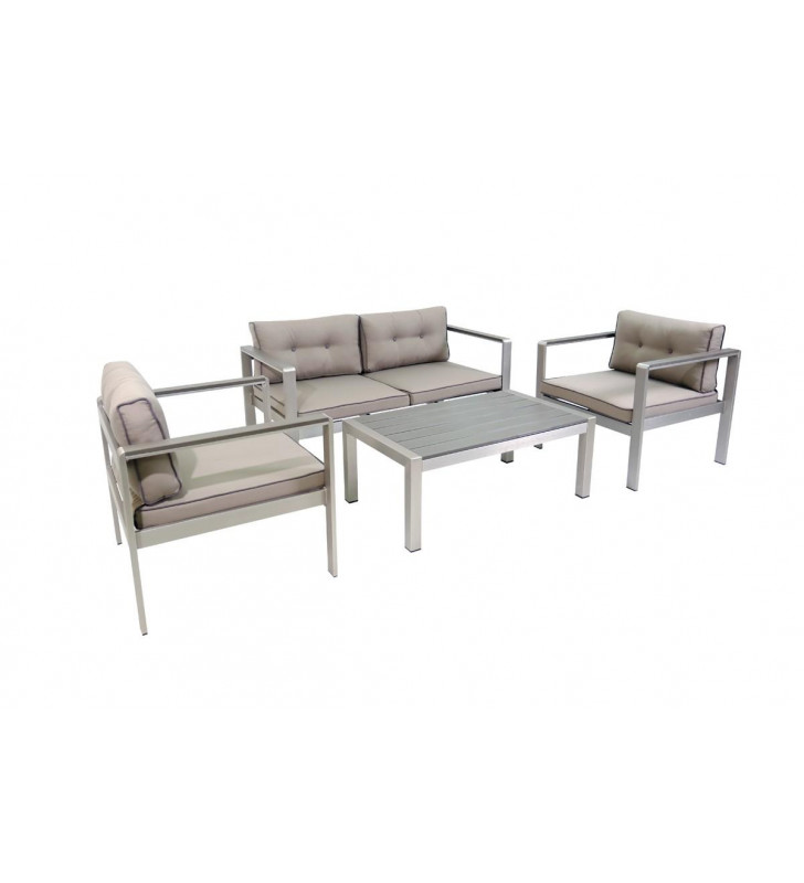 Outdoor Grey Weatherproof Fabric Sofa Set 4 Pcs VIG Renava Baja Modern
