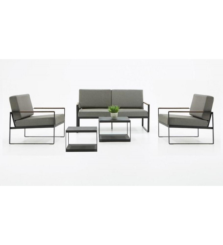 Outdoor Grey Loveseat Sofa Set 5 Pcs VIG Renava Corozal SPECIAL ORDER PRODUCT