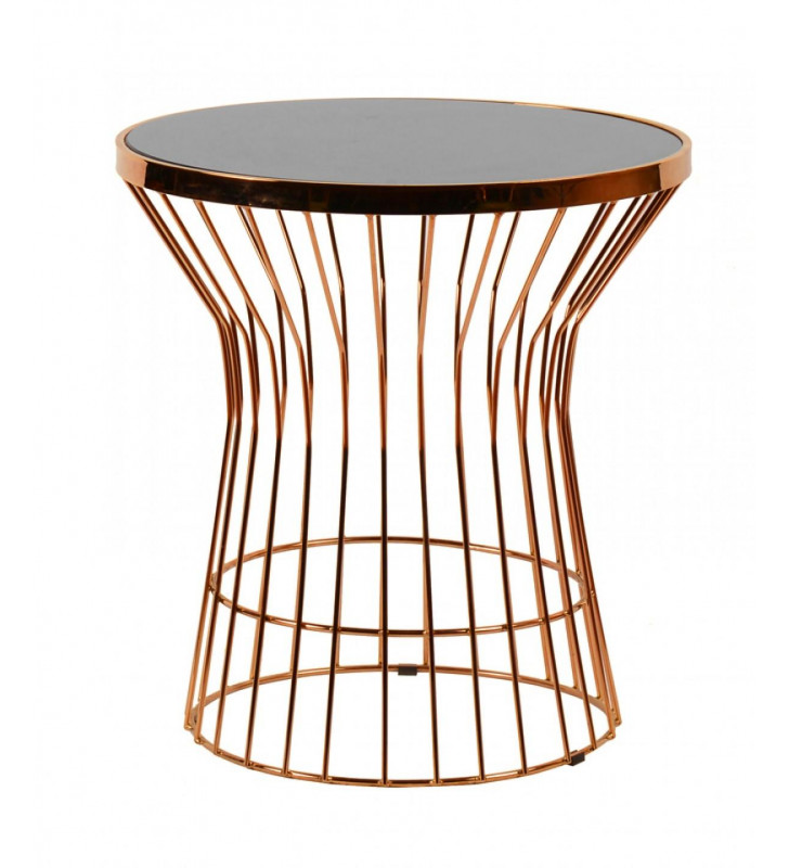 Modern Black Glass & Rosegold End Table VIG Modrest Ardath Contemporary