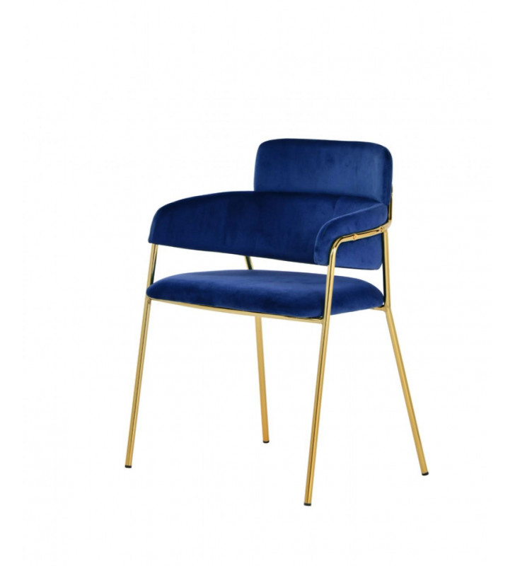 Modern Blue Velvet & Gold Dining Chair (Set of 2) VIG Modrest Tessa 