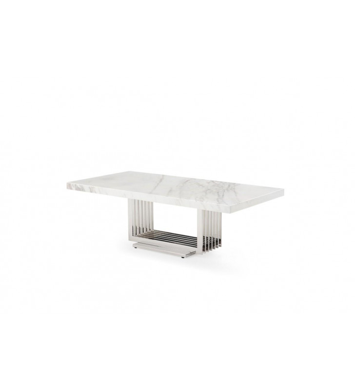 Modern Marble & Stainless Steel Coffee Table VIG Modrest Kingsley Contemporary