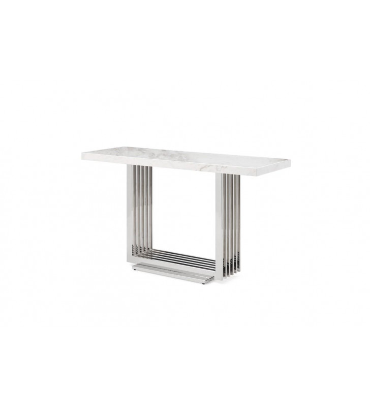 Marble & Stainless Steel Console Table VIG Modrest Kingsley Contemporary Modern 