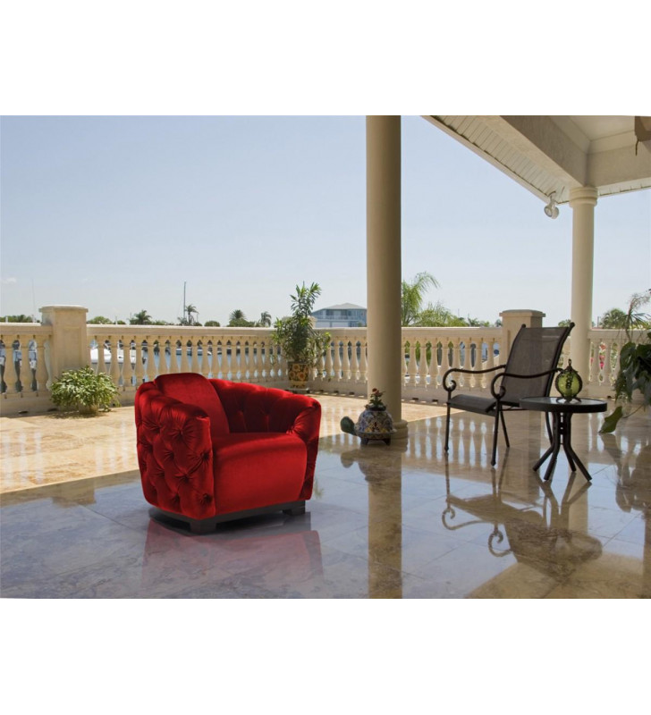 Tufted Red Velvet Lounge Chair VIG Divani Casa Dana Modern Contemporary