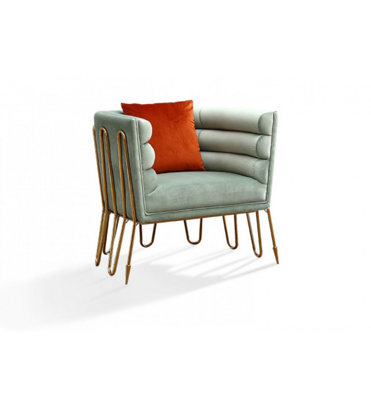 Light Green & Gold Lounge Chair VIG Divani Casa Bixby Modern Contemporary
