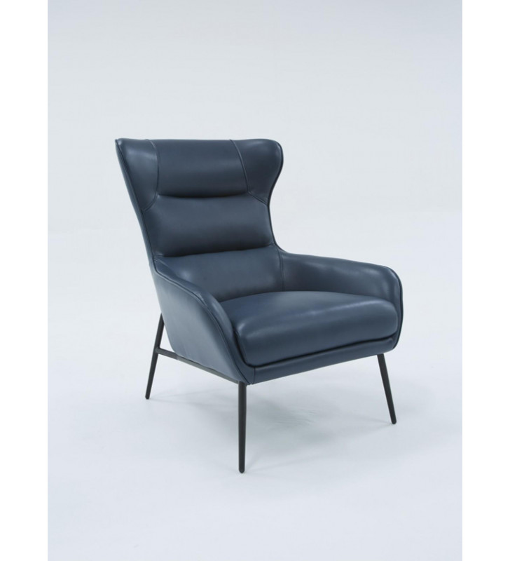 Blue Leatherette Lounge Chair VIG Divani Casa Susan Modern Contemporary