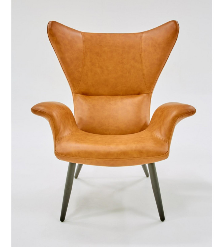 Cognac Leatherette Lounge Chair VIG Divani Casa Slater Modern  Contemporary