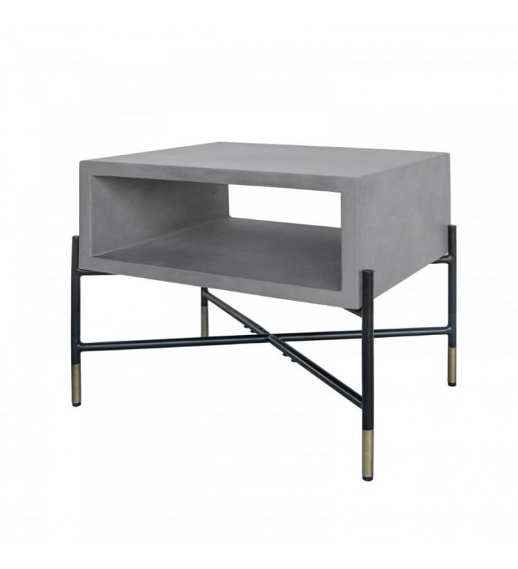 Concrete & Metal End Table VIG Modrest Walker Modern Contemporary