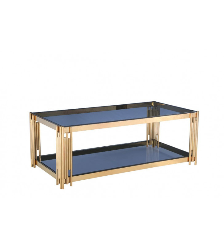 Smoked Glass & Gold Coffee Table VIG Modrest Alameda Modern Contemporary