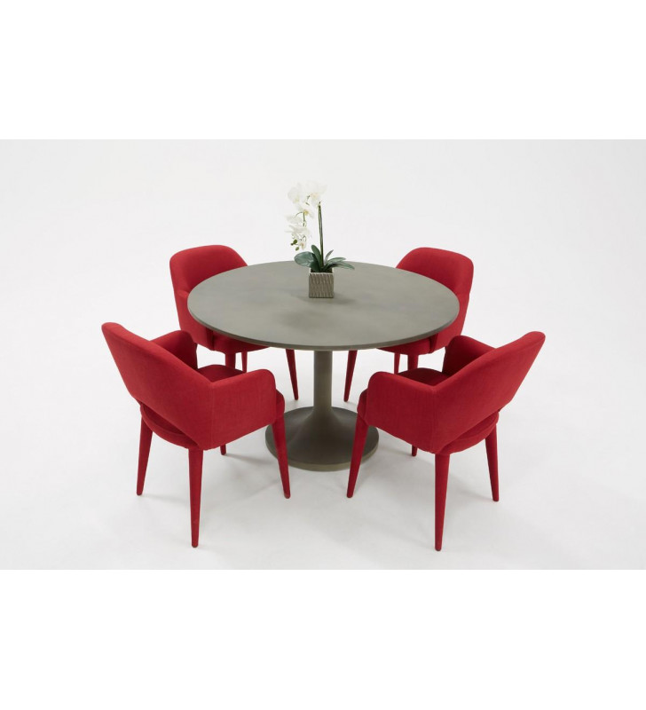 Grey Concrete Round Dining Table VIG Modrest Wagner Modern Contemporary