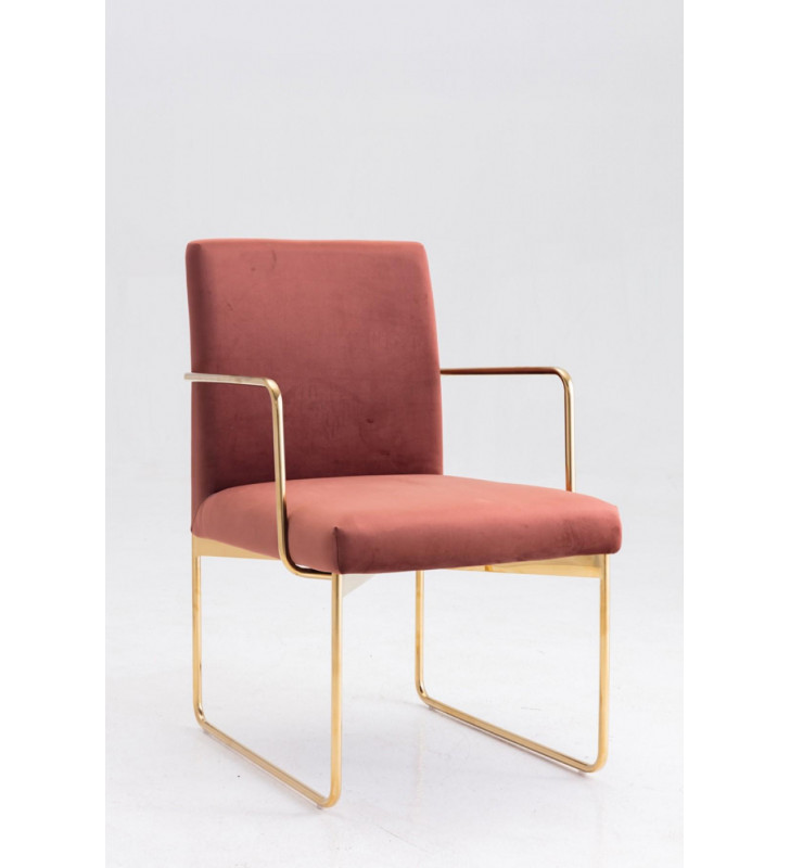 Copper Fabric & Gold Dining Chair VIG Modrest Thelan Modern Contemporary