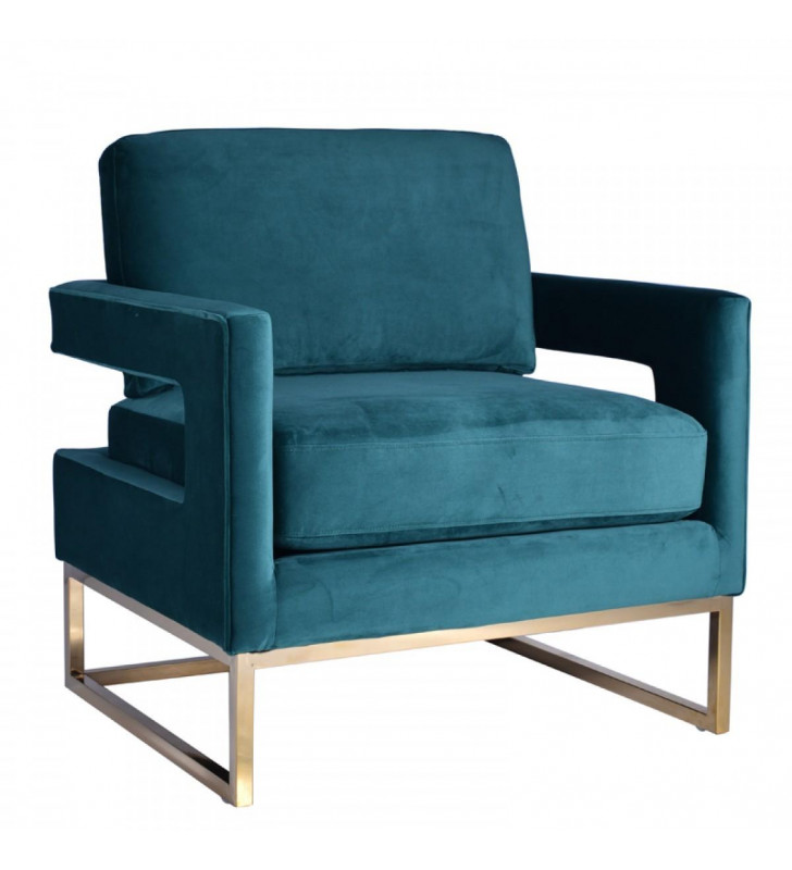 Green Velvet & Gold Accent Chair VIG Modrest Edna Modern Contemporary