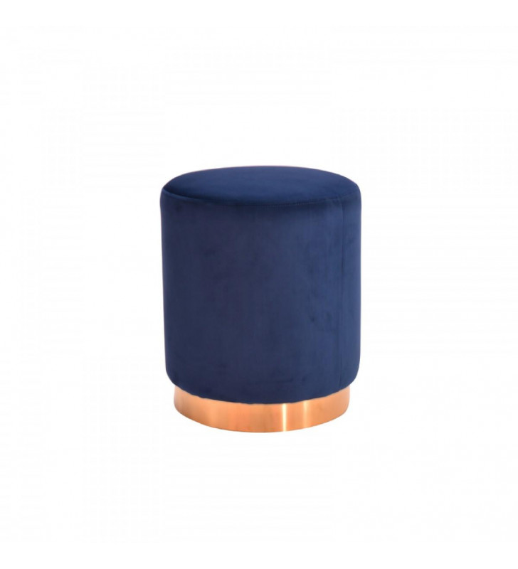 Blue Velvet & Gold Ottoman VIG Modrest Ghent Modern Contemporary