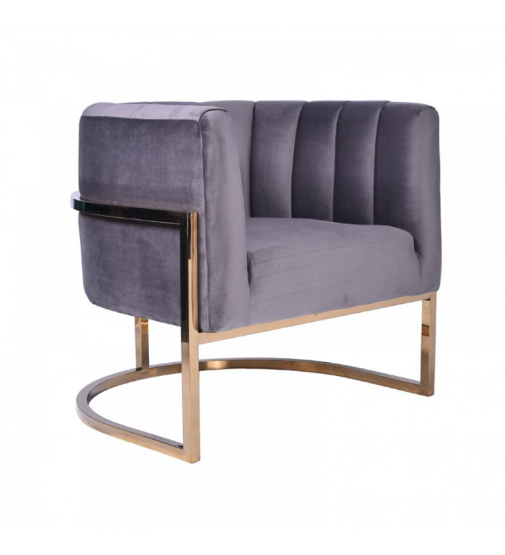 Grey Velvet & Gold Accent Chair VIG Modrest Landau Modern Contemporary
