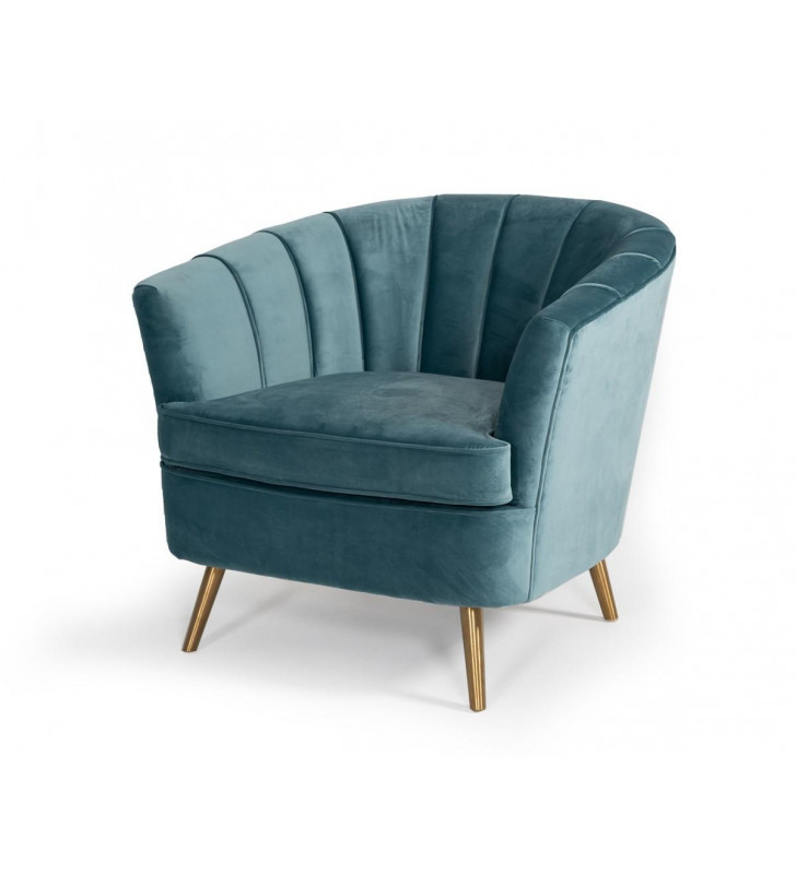 Blue Velvet Accent Chair VIG Divani Casa Vaughn Modern Contemporary