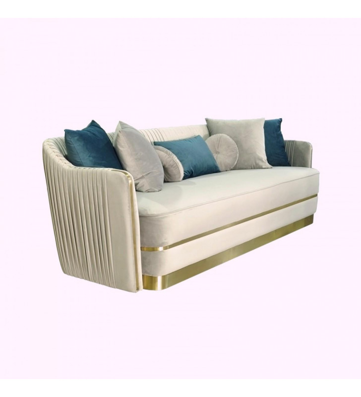 Grey Velvet & Gold Sofa VIG Divani Casa Ardine Modern Contemporary