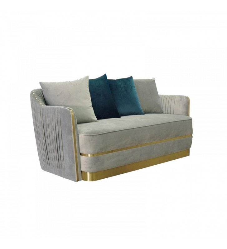 Grey Velvet & Gold Loveseat Sofa VIG Divani Casa Ardine Modern Contemporary