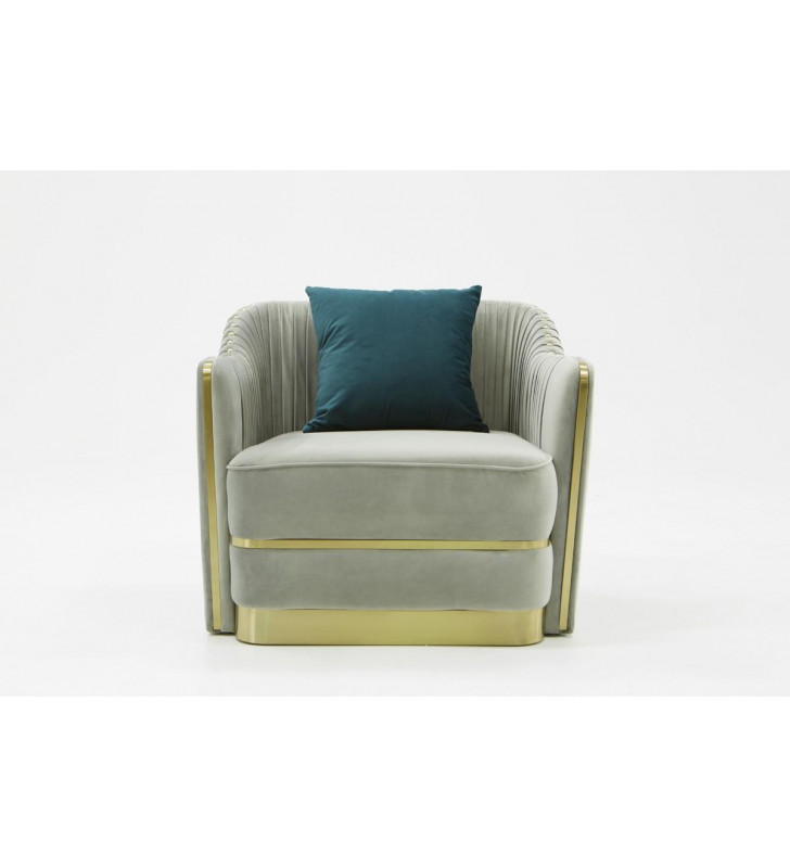 Grey Velvet & Gold Lounge Chair VIG Divani Casa Ardine Modern Contemporary