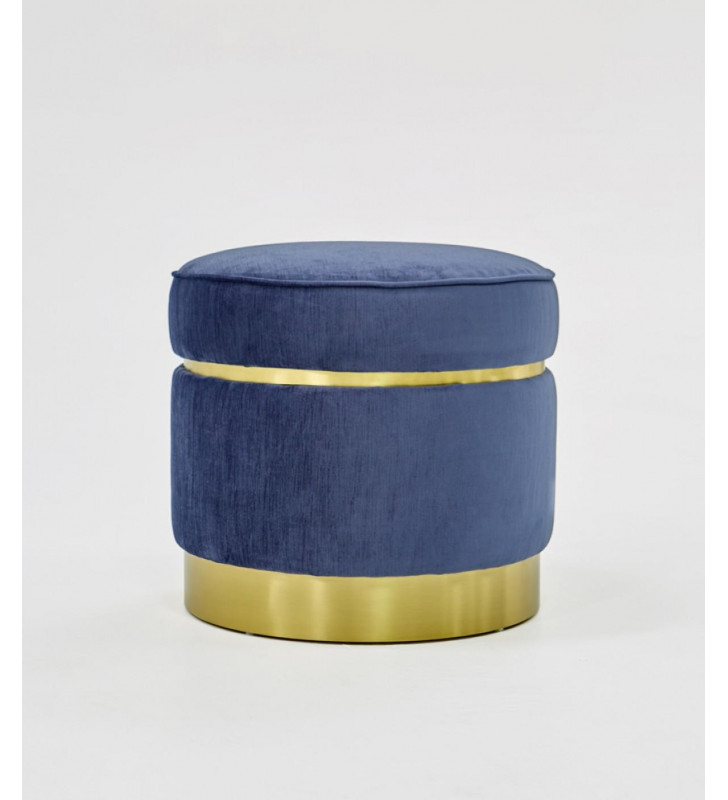 Blue Velvet & Gold Ottoman VIG Divani Casa Tenaya Modern Contemporary