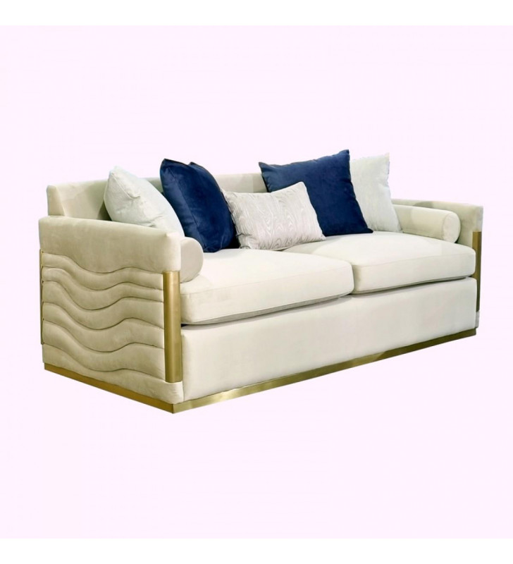 Beige Fabric & Gold Sofa VIG Divani Casa Tenaya Modern Contemporary