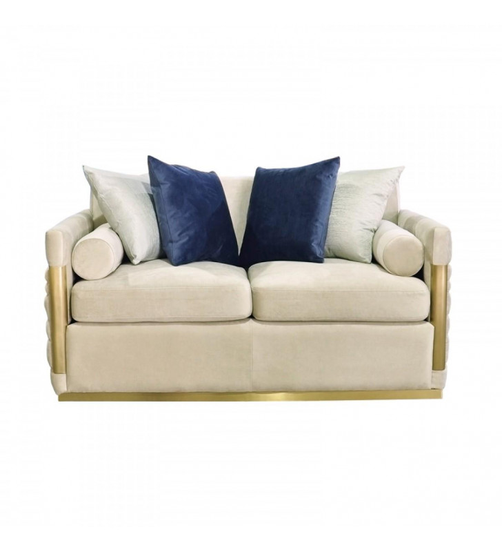 Beige Fabric & Gold Loveseat VIG Divani Casa Tenaya Modern Contemporary