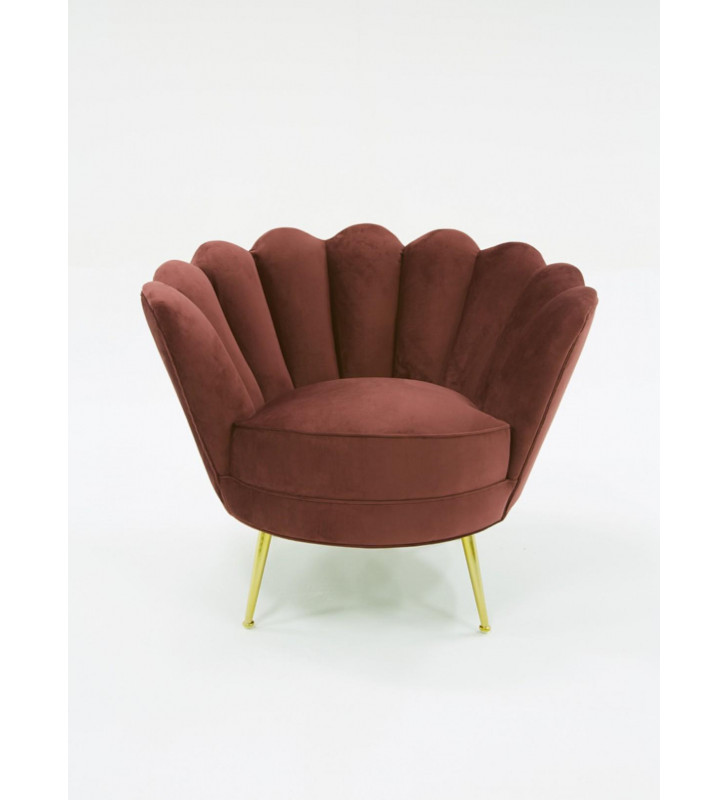 Rust Velvet Accent Chair VIG Divani Casa Selva Modern Contemporary