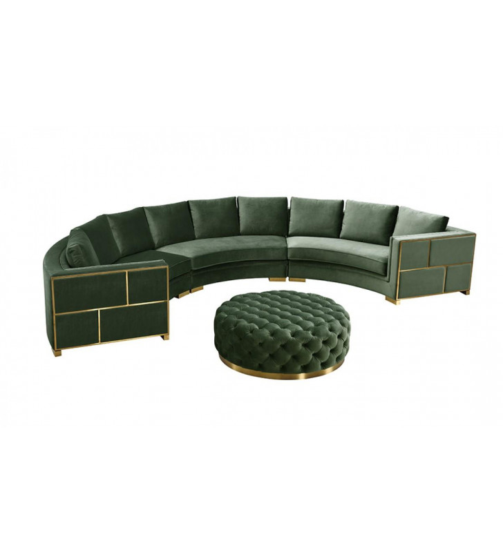 Green Velvet Circular Sectional Sofa VIG Divani Casa Ritner Modern Contemporary