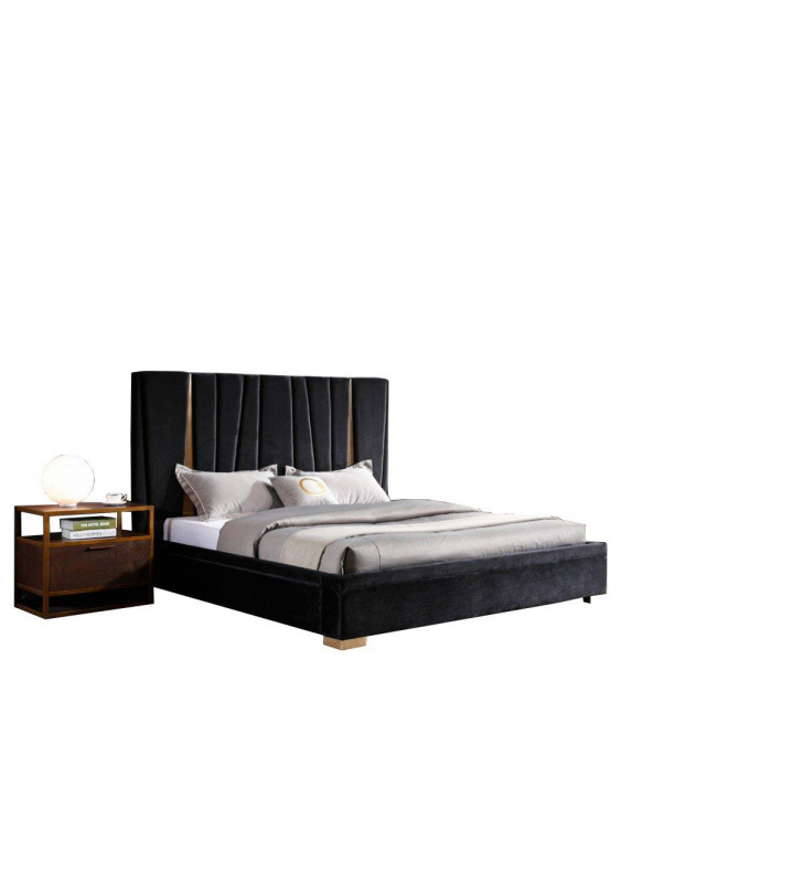 Black Velvet & Brass King Bed VIG Modrest Evonda Modern Contemporary