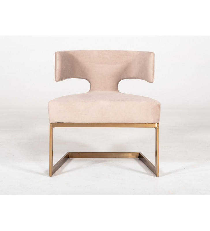 Off-White Velvet & Brass Dining Chair VIG Modrest Calvo Modern Contemporary