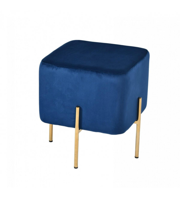 Blue Velvet & Gold Ottoman VIG Modrest Daphne Modern Contemporary